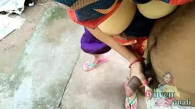 Maid In Blue Saree Suck Owner Dick In Backyad Outdoor He Cum On Her Big Boobs