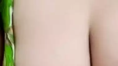 Beautiful Desi charmer with mask has XXX shaped breasts to show off