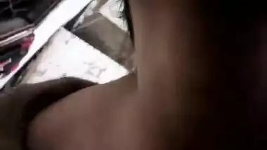 Blindfolded Indian girl strokes hubby's XXX penis during chudai on floor