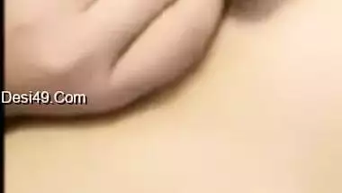 Happy male enjoys his young Desi wife and sucks her cute nipples