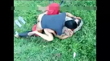 Green grass is perfect for Indian couple to practice porn action on it