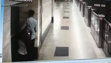 Metro station blowjob sex video of a young and horny couple