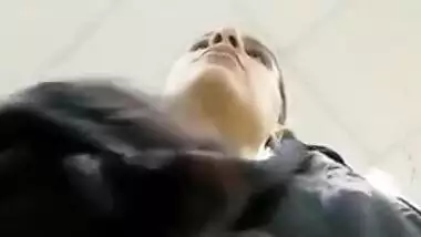 Girl knows about porn perv under the table so she shows Desi boobs