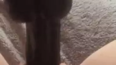 Fucking my tight pink pussy with moms huge bbc dildo & squirting everywhere