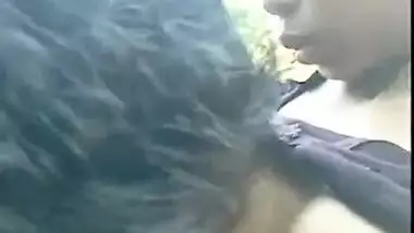 Horny Desi boy licks GF's hard XXX nipples while they make out outdoors