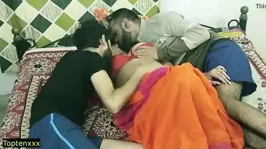 Indian hot xxx threesome sex! Malkin aunty and two young boy hot sex! clear hindi audio