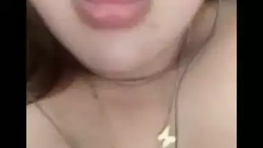 Big boobs horny GF fingering on video call to lover