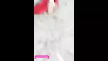 Outdoor Indian blue film of a youthful cutie fucking her ally in the park