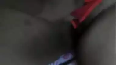 Woman in red lingerie lies on the bed and the Indian hubby is so horny