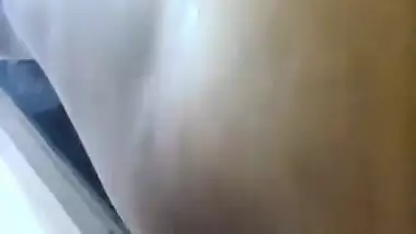 Lubricious Indian MILF touches her muff and natural twins in solo porn clip