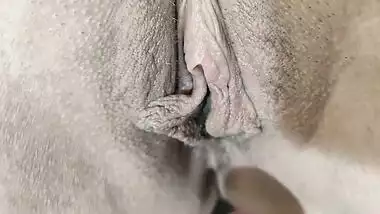 Slowly fucking my stepmom's hairy pussy. Homemade porn. She has a tight and wet butterfly pussy