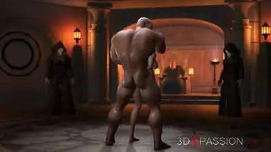 Eighteen girl fucked by the monk turns into a muscular man in ritual place