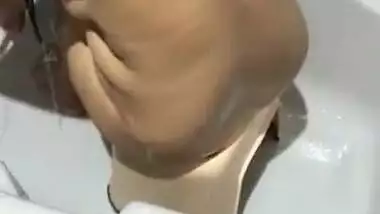 Desi wife taking bath recorded by husband with audio