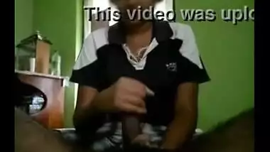 Sweet teen sees and dick gives a handjob for the first time