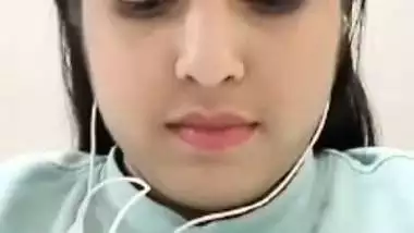 Cute girlfriend video call to lover shows big boobs