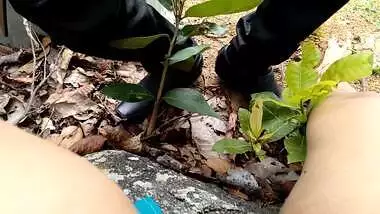 Indian Desi Girlfriend In Open Field Village Outdoor Sex In Forest On Rock