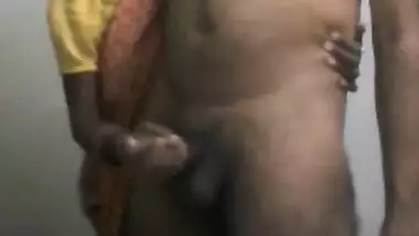 Sful Indian wife strokes husband's dick till orgasm in porn video