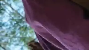 Desi village wife saree upskirt in outdoor viewing her hairy pussy