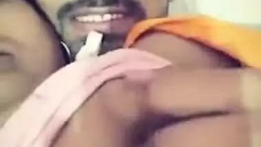Indian uncovers her full XXX tits for sex partner who touches them