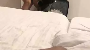 Wife in hotel room during honeymoon walks nude